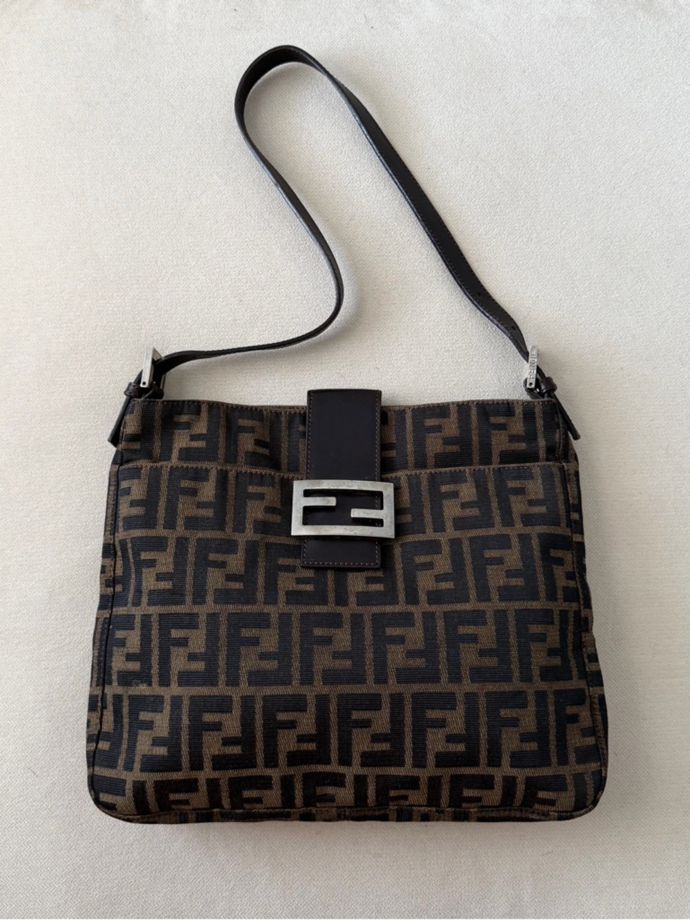 Fendi Brown Zucca Canvas Shoulder Bag